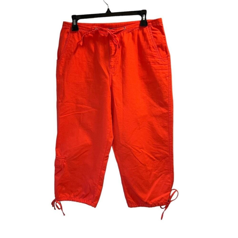 Allison Brittany Crop Pants Size 10 Coral Drawstring Waist and Leg Detail